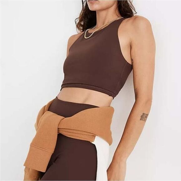 Madewell Chocolate Brown Racerback Crop Tank - Picture 1 of 5